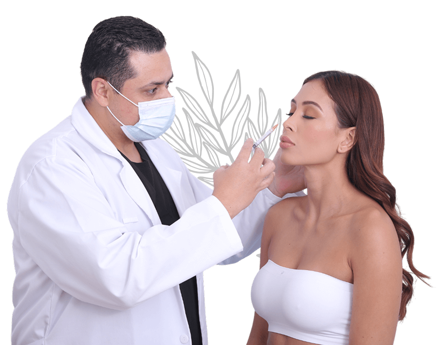 Consulta estética facial realizada por profesional de la salud.