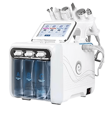 Hidrafacial tratamiento 3D - Máquina estética multifuncional para tratamientos faciales como Hydrafacial, con pantalla táctil y múltiples aplicadores.