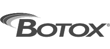 Logo botox grises - Logo de Botox® en escala de grises, reconocido tratamiento estético para la reducción de arrugas y líneas de expresión.