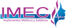 Logo imec - Logo de IMEC con el texto “Implementos Médicos y Estéticos” y un gráfico de llama con línea de ritmo cardiaco.